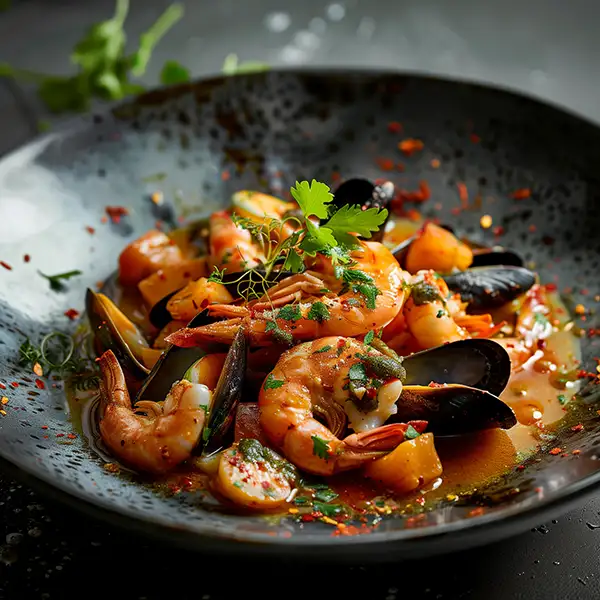 Photo of seafood dish with prawns